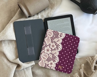 Vintage Lace Kindle Case, Coquette Floral Ereader Cover, Polka Dot Kindle Paperwhite Case, Book Lover Gift