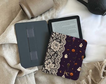 Halloween Lace Kindle Case, Spooky Ghost Pumpkin Cover, Paperwhite 12th 11th, Colorsoft, Personalized Book Lover Gift