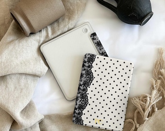 Kindle Paperwhite 12th Gen 7" Case, Lace Polka Dot Kindle 11th/10th Cover, Kobo Libra Color 7" Case, Personalized Reader Gift