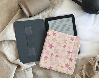 Pink Star Kindle Case, Kindle Paperwhite 12th Gen 7" Cover, Kindle 11th/10th Case, Kobo Libra Color 7", Book Lover Gift