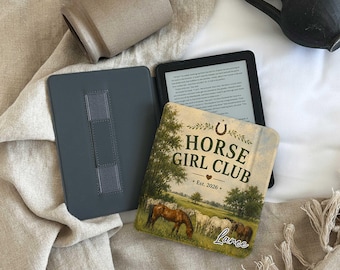 Personalized Horse Girl Club Kindle Case, Horse Lover Gift, Custom Name Kindle Cover, Kindle Paperwhite 11th 12th Case, Reader Gift