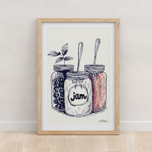 Marmeladenglas Druck | druckbare Wandkunst, Küchen Wandkunst, Poster, Wanddekor, digitaler Download, digitale Wandkunst