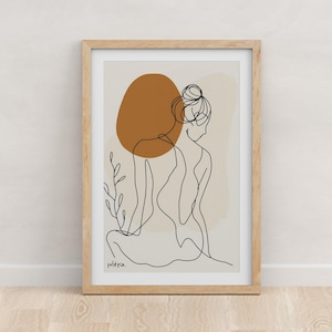 Abstract Woman Body Line with Plant | printable wall art, boho wall art, poster, wall decor, digital download, digital wall art