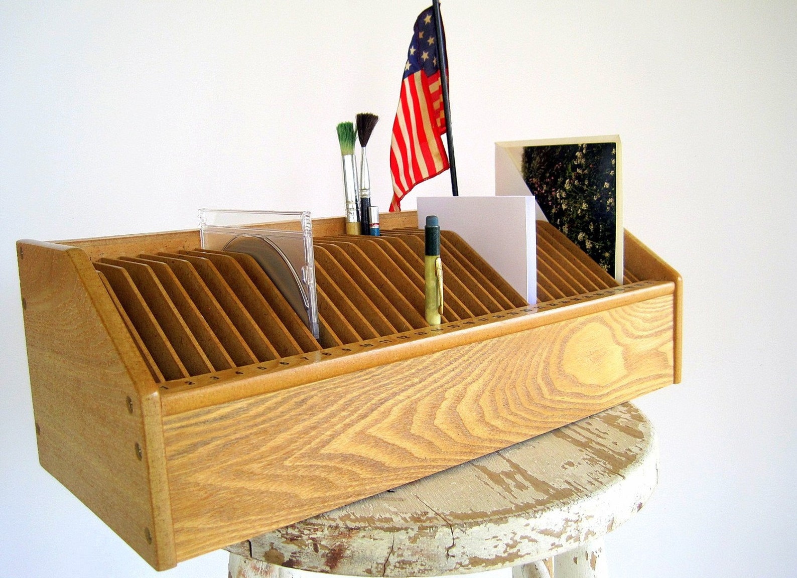 Mid Century Vintage Desktop Mail Sorter Bill File Etsy