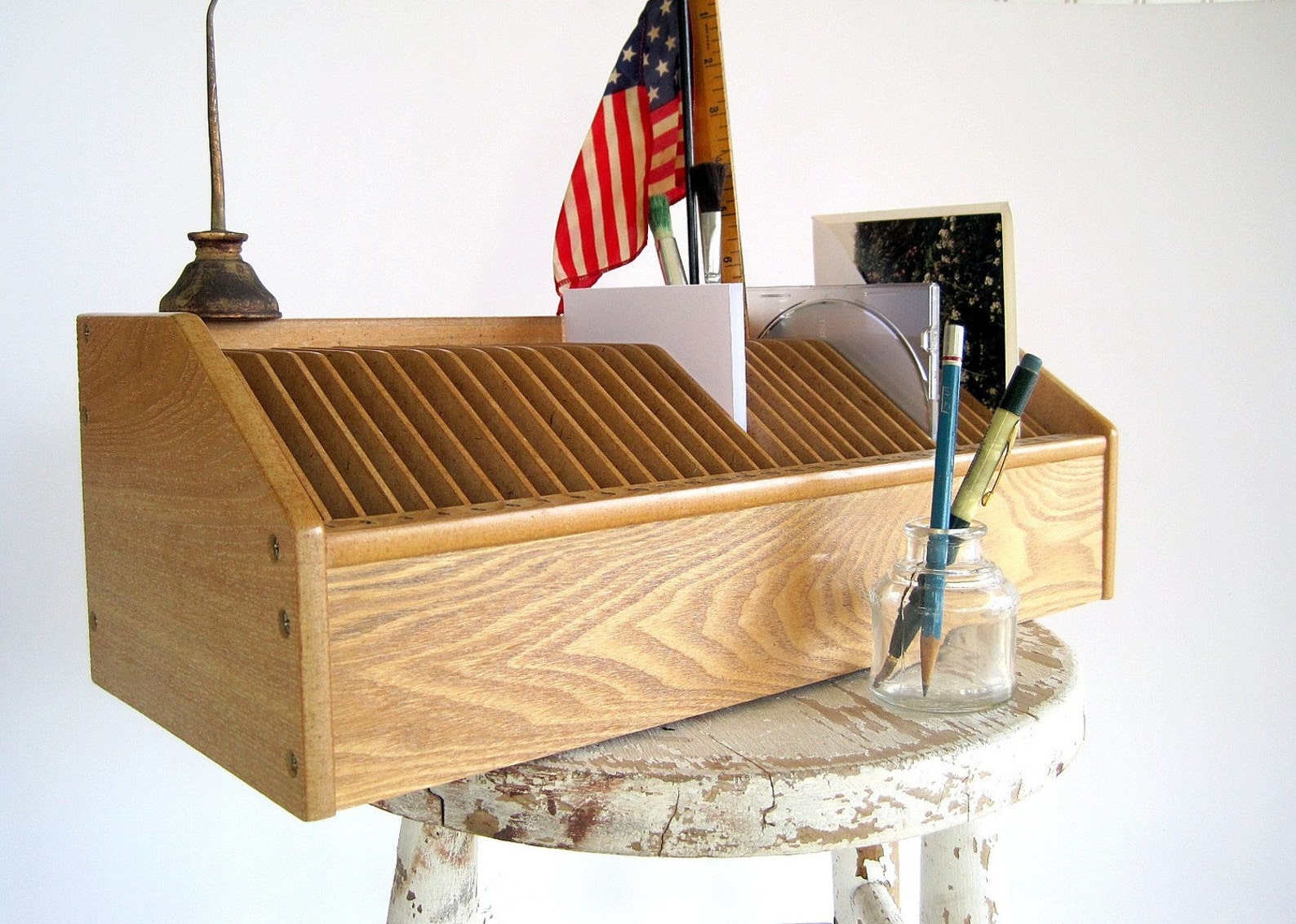 Mid Century Vintage Desktop Mail Sorter Bill File Etsy