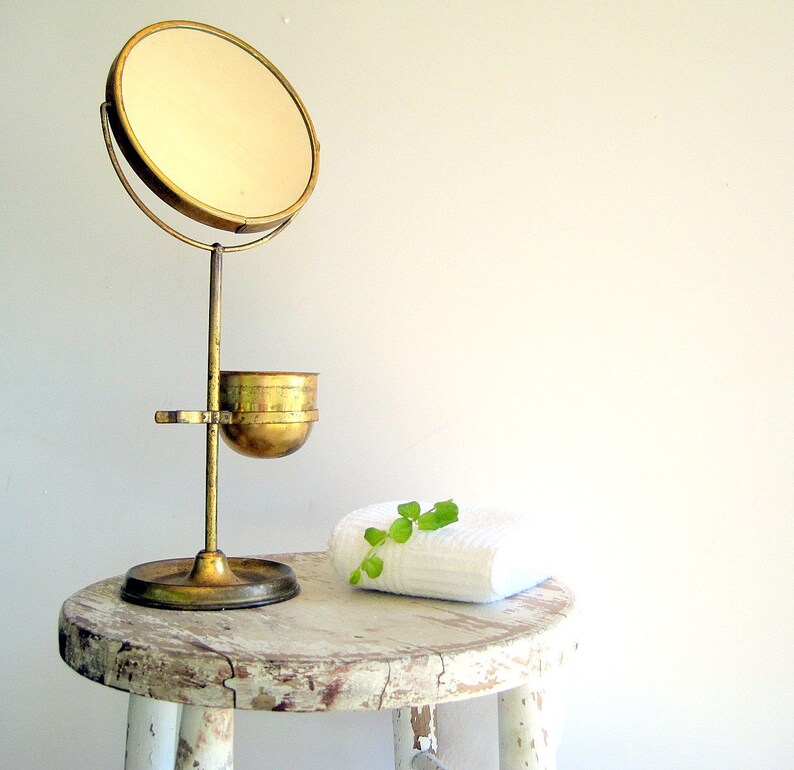 HOLD FOR JENNIFER Antique Vintage Brass Shaving Mirror Stand Etsy