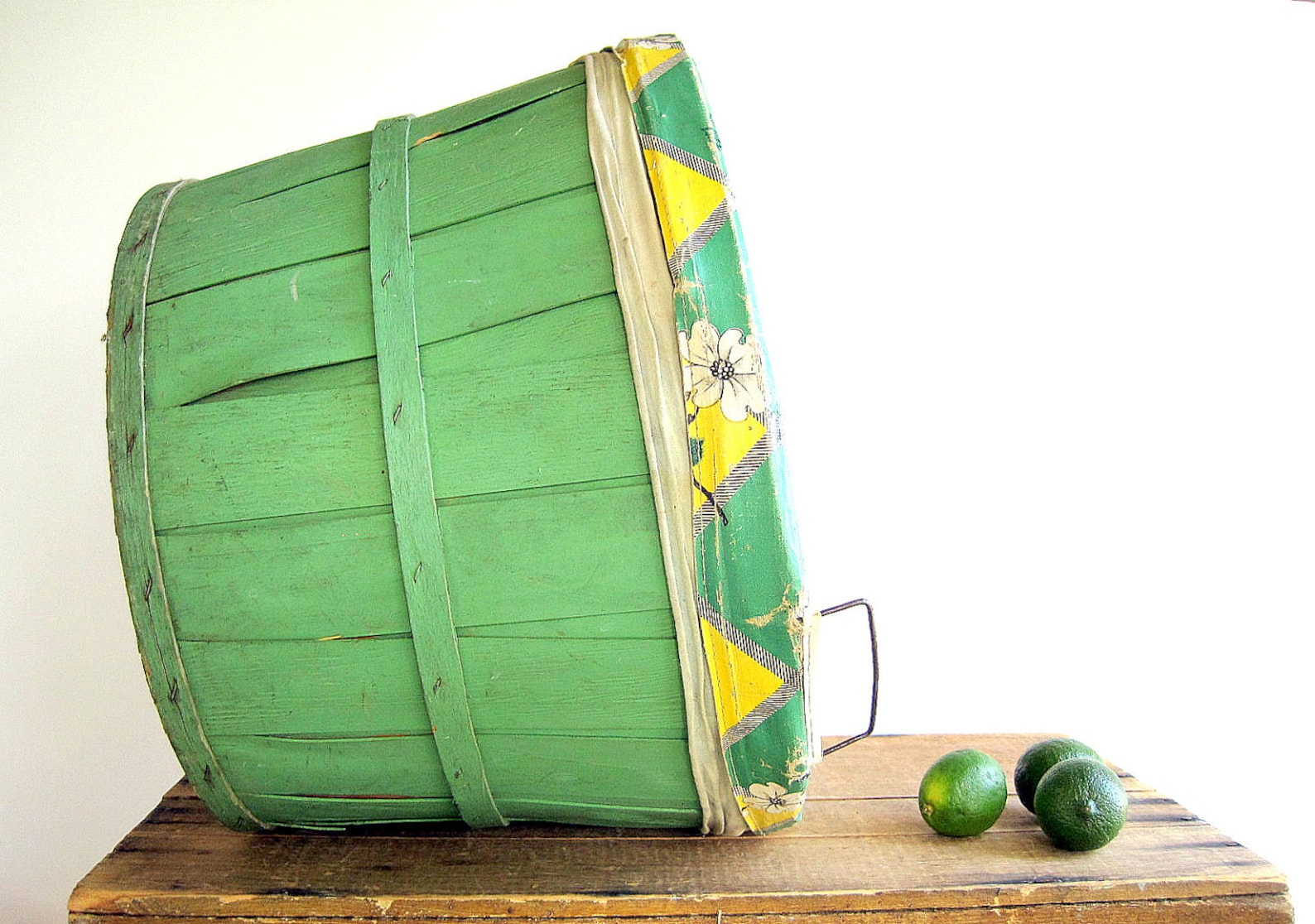 Vintage Bushel Basket Floral Liner / Farmhouse Storage / Etsy