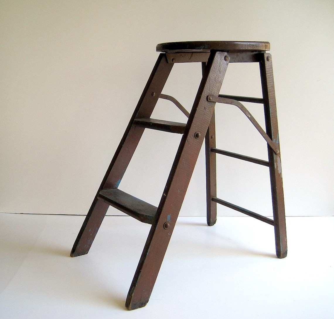 Vintage Wood Step Ladder Rustic Stool / Early 20th Century / Etsy