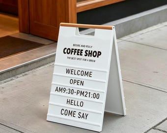 Outdoor Portable A-Frame Letter Sign, Weatherproof Metal Acrylic Sandwich Board, Customizable Letter Board for Street Advertising
