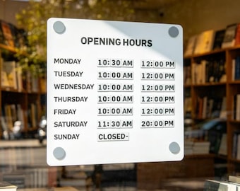 Reusable Magnetic Opening Hours Sign, DIY Adjustable Business Hour Plaque for Small Business & Storefront Decor