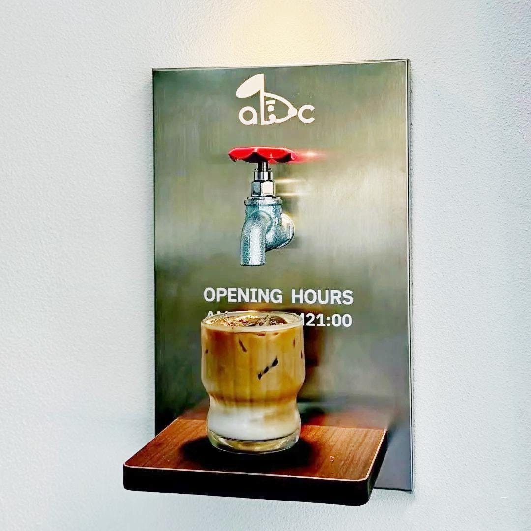 Tap Word Cascade Sign | Custom Dripping Text Display | Coffee Shop ...
