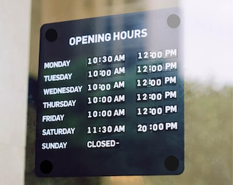 DIY Magnetic Opening Hours Plaque, Custom Changeable Hour Sign for Cafe, Restaurant and Retail Shops