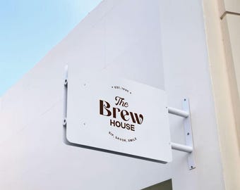 Enseigne murale métallique personnalisée, plaque pivotante suspendue, logo personnalisé pour commerce, café ou boutique.