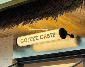 Custom Size Round LED Light Box Sign for Cafe Outdoor Storefront - Weatherproof Business Signage with Double Sided Lighting