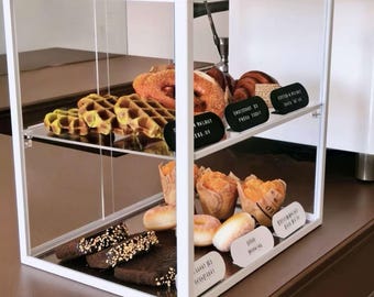 Vitrine à pain haut de gamme avec cadre en métal et acrylique, meuble de comptoir pour pâtisserie, vitrine commerciale pour café-boulangerie