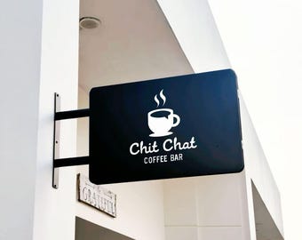 Enseigne métallique personnalisée, support mural pivotant, décoration extérieure pour café (logo personnalisé)