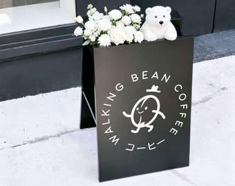 Panneau métallique personnalisé avec logo, enseigne double face pour trottoir, panneau de rue personnalisé pour café, boutique ou bar.