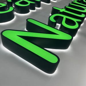 Letrero con letras de canal personalizado, letrero iluminado, letrero 3D para escaparate, letrero con letras retroiluminadas, letrero con halo, letrero frontal iluminado, letrero de pared para negocios al aire libre