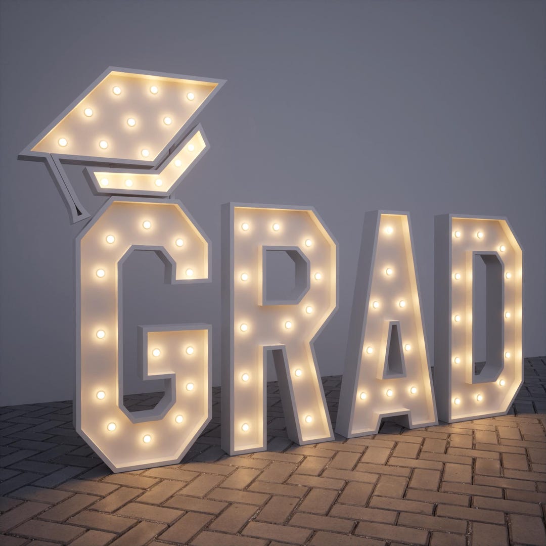 Graduation Marquee Letters GRAD Marquee Letters - Custom LED Graduation Sign | Class of 2026 ...