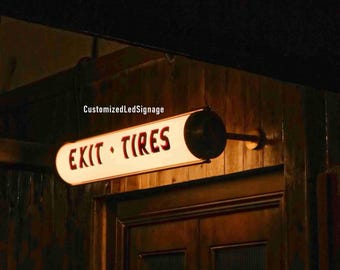 Vintage Round LED Storefront Sign - Custom Neon Light Box for Bar, Cafe & Restaurant - Retro Dimmable Illuminated Signage - Made to Order