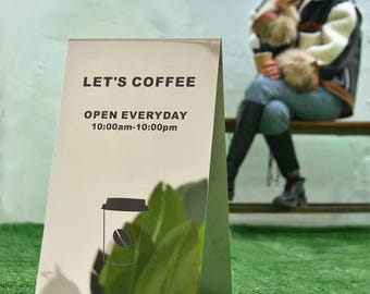 Stevig reclamebord met A-frame | Dubbelzijdig metalen bord | Outdoor-bedrijfspromotie | Weerbestendig trottoirdisplay | Aangepast logobord