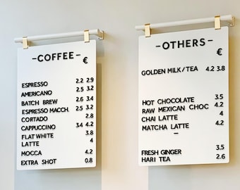 Metal Hanging Menu Board, Adjustable Rails for Cafe Restaurant