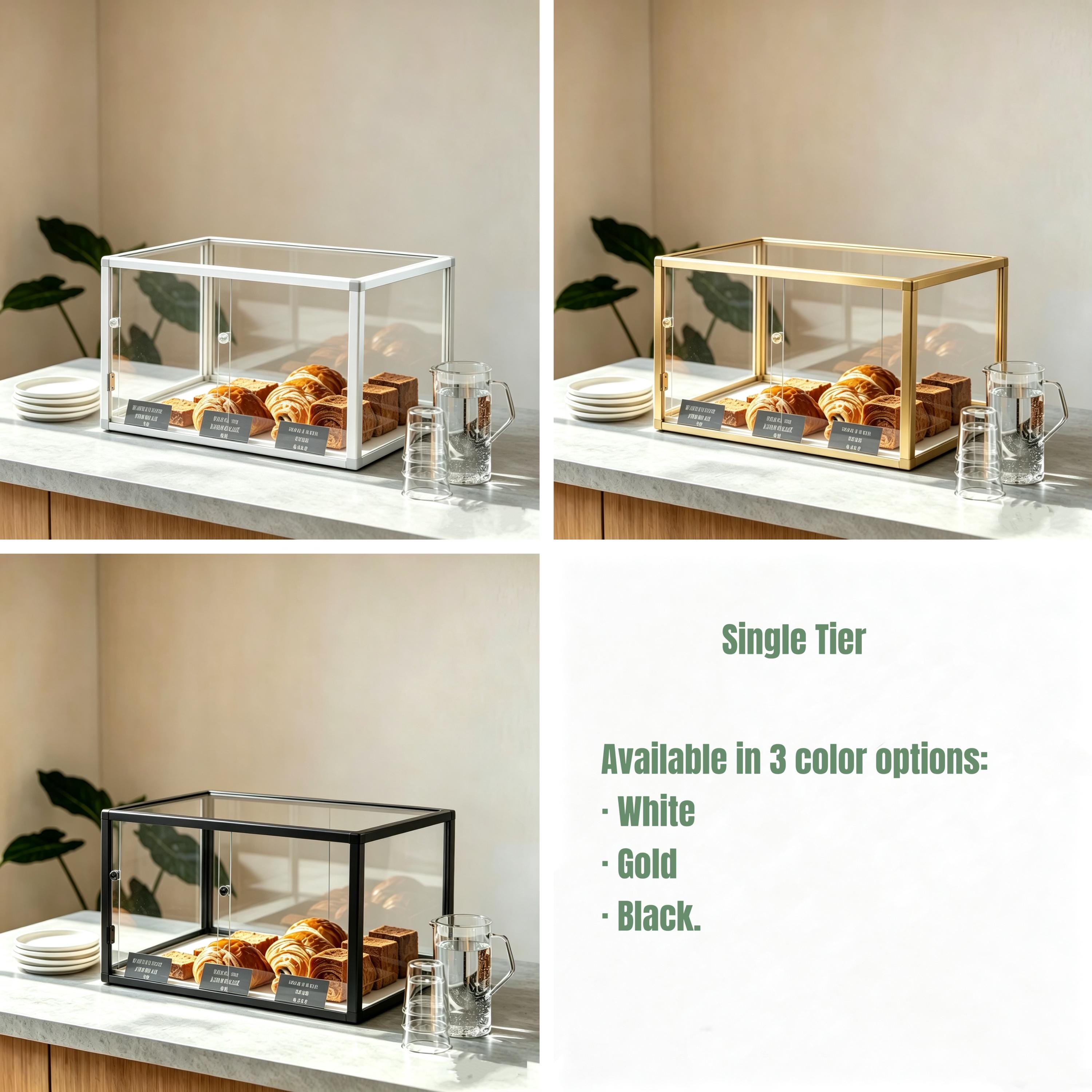 Countertop Acrylic Pastry Display Case With Metal Frame, Bread Holder ...
