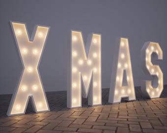 Letras LED Marquesina Vintage - Efecto óxido Metal, Pilas AA, Para Decorar Bodas, Navidad, Cumpleaños, Hogar, Bares