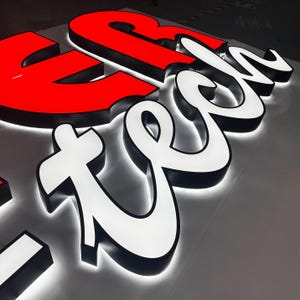Letrero con letras de canal personalizado para exteriores, letrero 3D para escaparates, letrero iluminado para tiendas, letreros con letras para negocios, letreros para escaparates, logotipos para salones de pared.