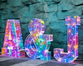 Custom Marquee Letters – Iridescent Diamond Finish Light Up Sign
