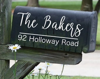 Personalized Mailbox Decal, Custom Name and Address, Weatherproof Vinyl