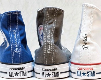 Wedding Converse Iron On Decals, Personalized Bridal Party Shoe Transfers