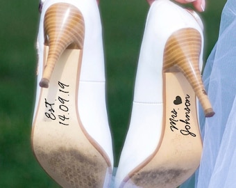 Custom Wedding Shoe Decals, Personalized Name and Date, Bridal Gift