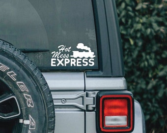 Hot Mess Express Car Bumper Sticker, Funny Weatherproof Decal