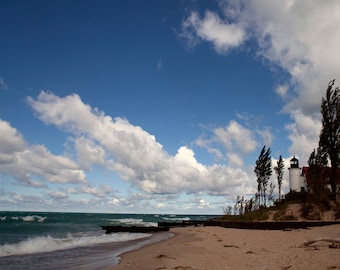 Summer Lighthouse Michigan water wind home decor print