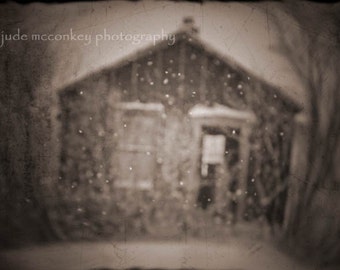 Winter photograph, rural decay print, home decor,  Fine Art Photograph