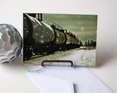 holiday cards winter train green Christmas cards landscape photograph 5x7