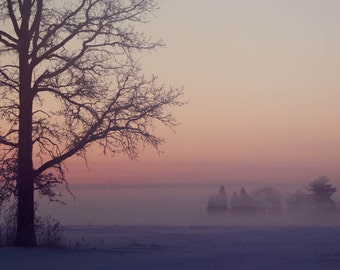 sunrise winter snow landscape photography fine art photograph home decor office decor pink sky