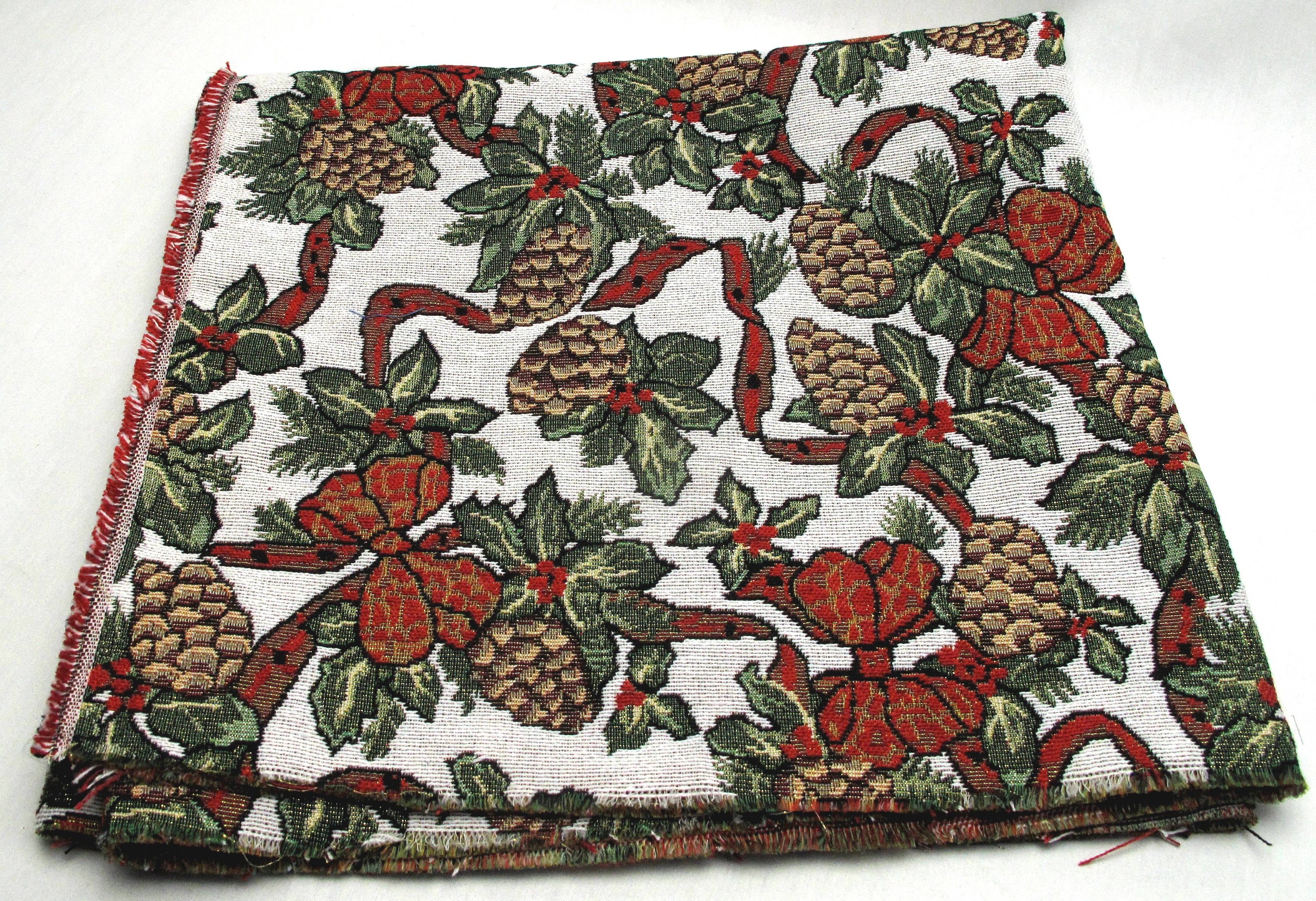 Vintage Christmas Tapestry Fabric Upholstery Antique Etsy