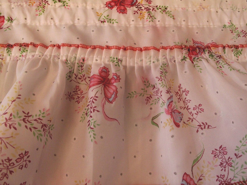 Vintage Pink Butterfly Ruffled Valance Shabby Curtain One 46 x 10.5 Retro Cottage Chic Farmhouse Decorating Decor Romantic Country
