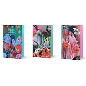 Halloween Greeting Cards (4x6) | 3 Card Ghost Couple Collection