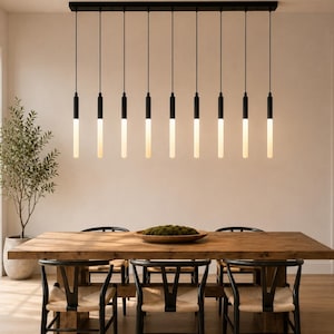 Custom Linear Chandelier Light : LED Tube Multi Light Pendant - Modern Kitchen Island Fixture