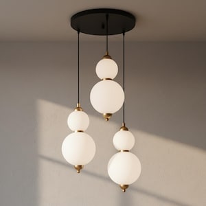 Modern glasglobkrona med trappuppgång, pendellampa för köksö, matsal, entré, stor hängande armatur, modern ljuskrona bild 10