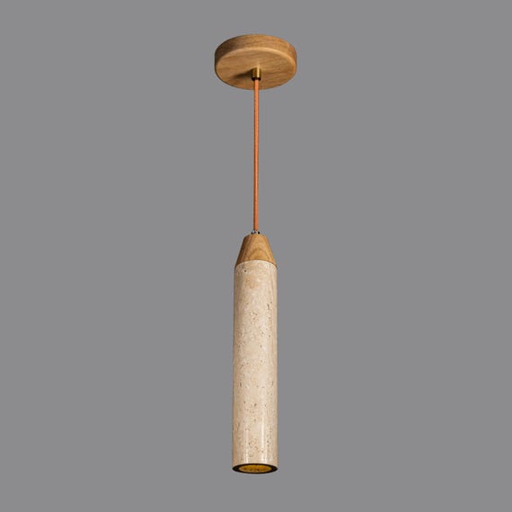 Cylinder Marble Natural Custom Made Multi Light Pendant, Stone Pendant, Wabi Sabi, Nordic Style Home Decor, Cone, Rectangular, Wood Details