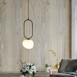Asymmetrisk glasglobhängande lampa: Modern nordisk belysning från mitten av århundradet