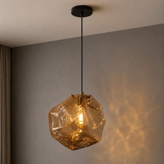 Ice Cube Glass Pendant Light: Handmade Modern Pendant Fixture