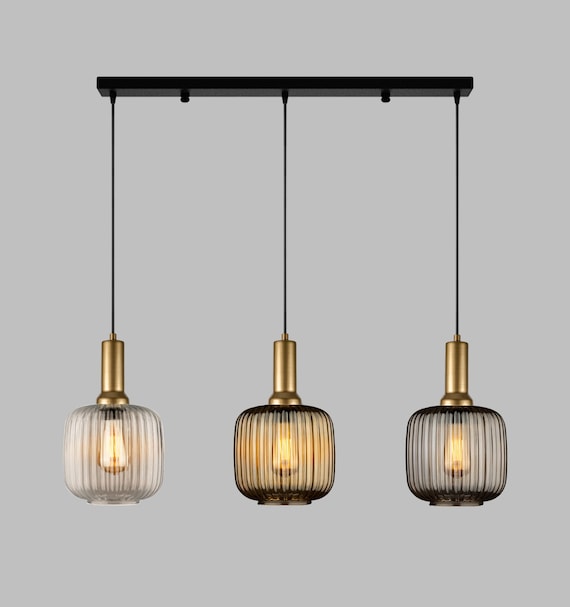 Modern Glass Amber, Smoke Gray, Clear, Opal White Pendant Light, Custom Made Multi Light Pendant for Dining Table Long Chandelier, Mix Color