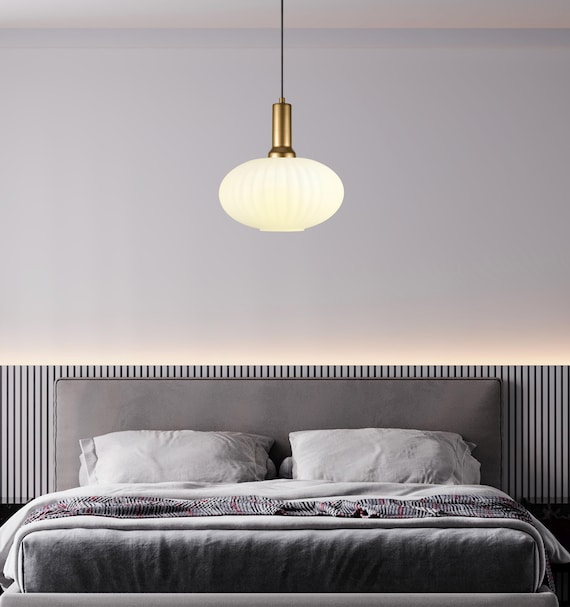 Milk White Modern Glass Pendant Light, Custom Ribbed Glass Pendant Lighting, Multi Lighting for Stairwell Long Chandelier, Elegant Light