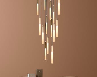 Customizable LED Multi Pendant Light: Modern Stairwell Chandelier