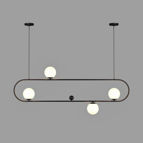 Modern Linear Pendant Light: Ellipse Shape Kitchen Island Lamp